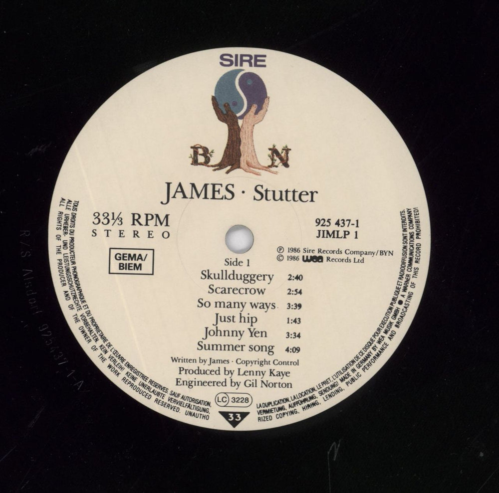 James Stutter UK vinyl LP album (LP record) 075992543712