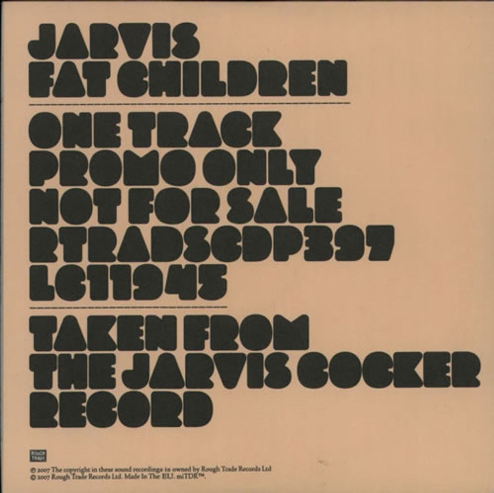 Jarvis Cocker Fat Children UK Promo CD single (CD5 / 5") RTRADSCP397