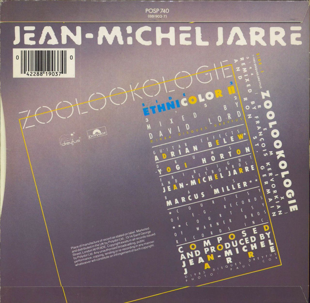 Jean-Michel Jarre Zoolookologie UK 7" vinyl single (7 inch record / 45) 042288190370