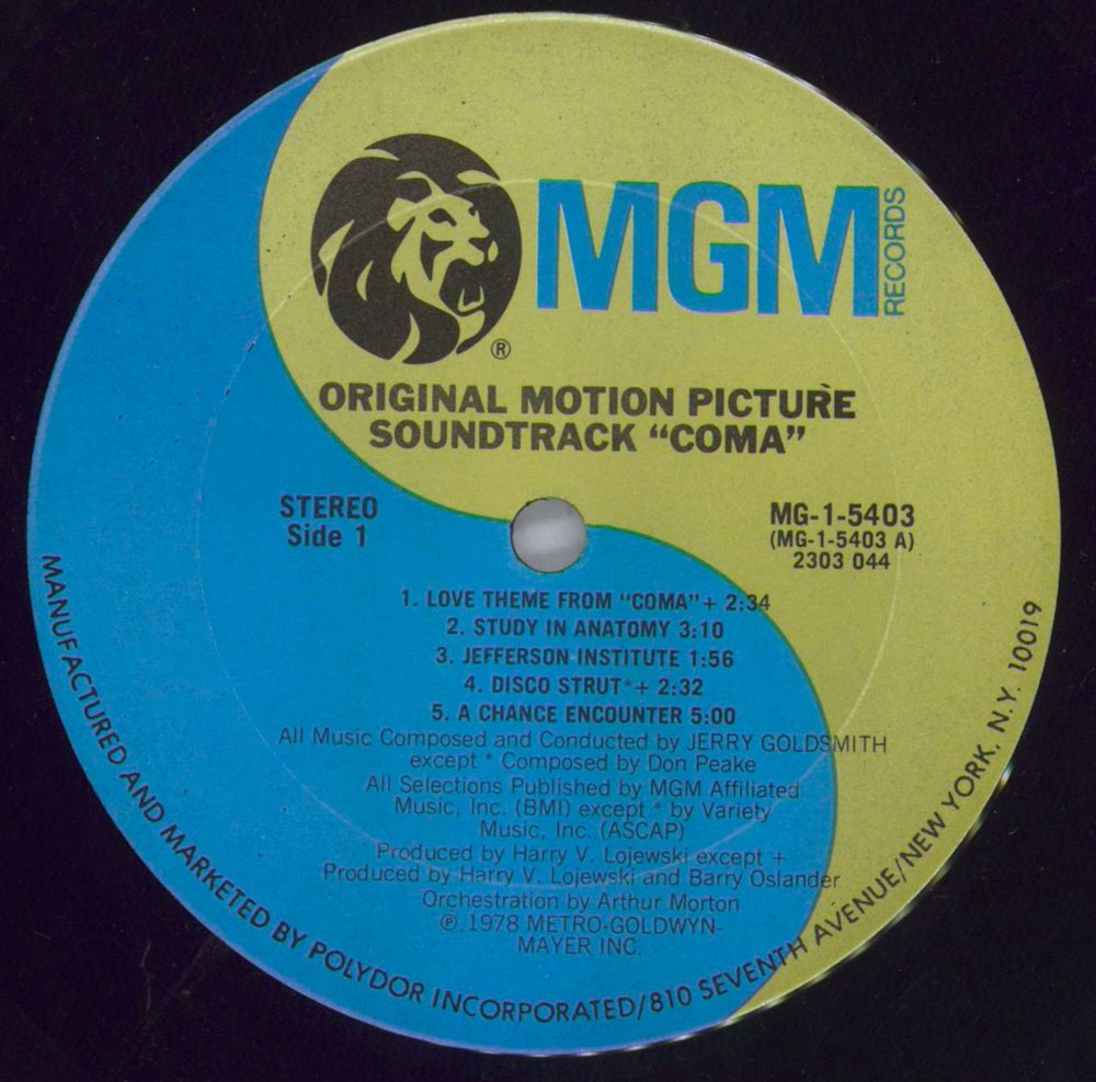 Jerry Goldsmith Coma OST US vinyl LP album (LP record) J-0LPCO820608