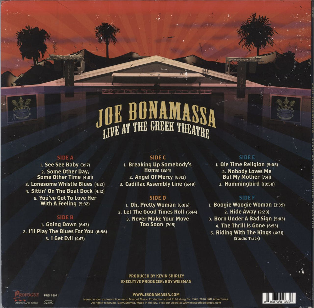 Joe Bonamassa Live At The Greek Theatre - 180gm Vinyl UK 3-LP vinyl record set (Triple LP Album) 819873013839