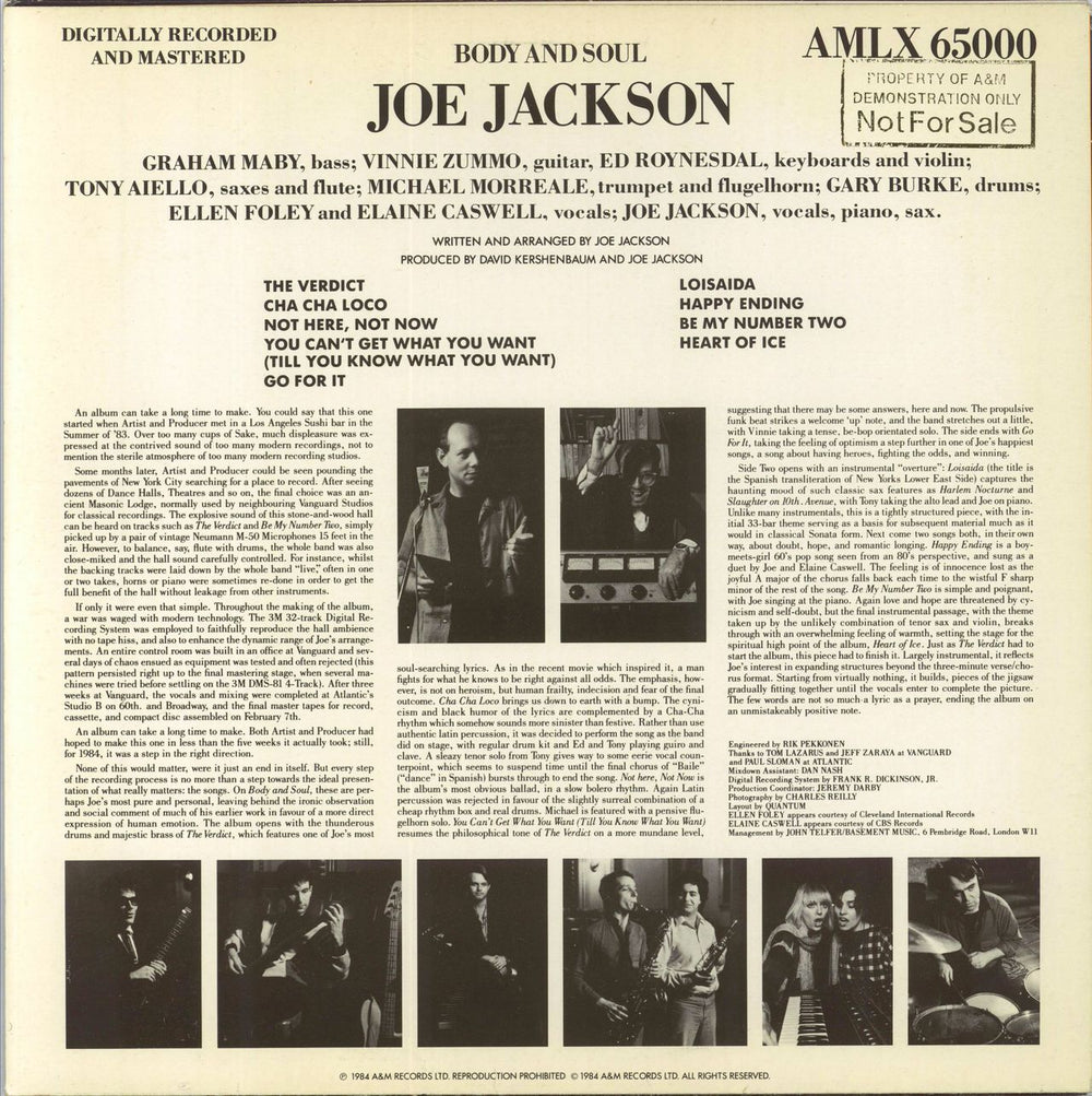 Joe Jackson Body And Soul - Gold Stamped Sleeve UK vinyl LP album (LP record) JOJLPBO820967