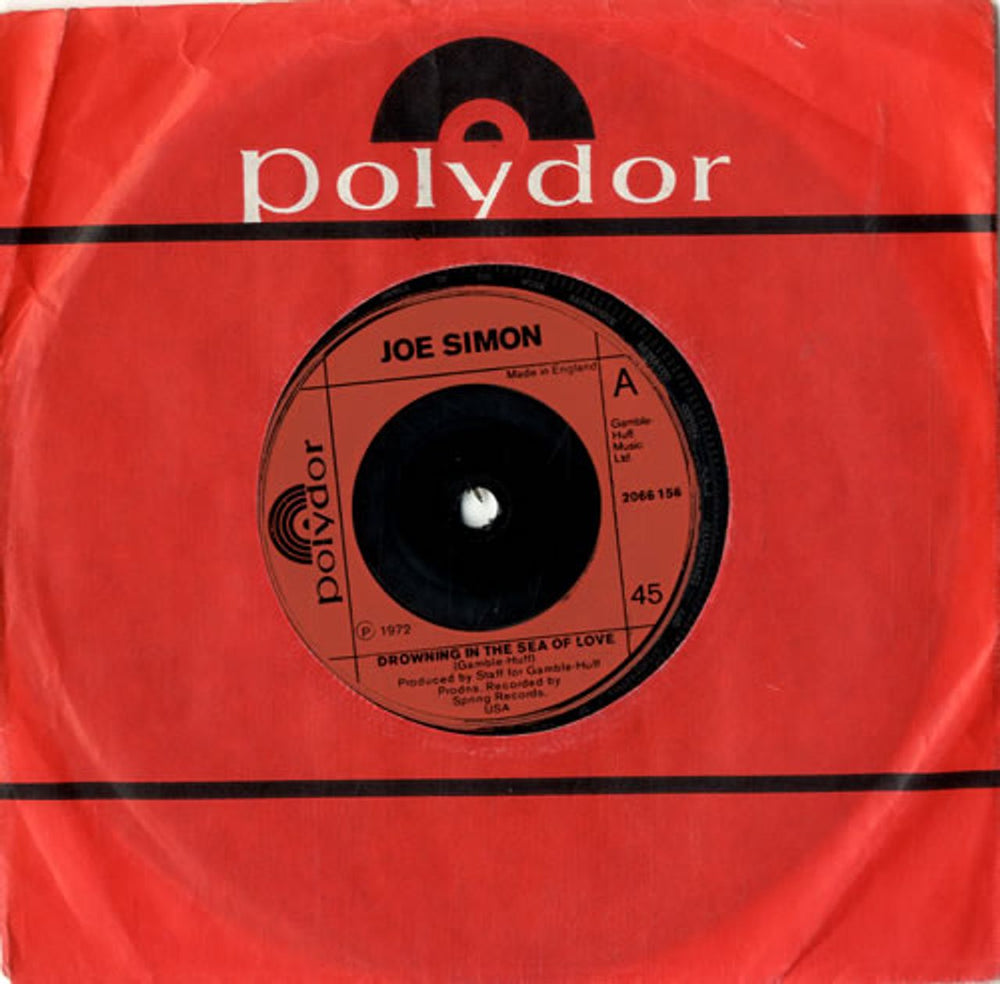 Joe Simon Drowning In The Sea Of Love - Red injection UK 7" vinyl single (7 inch record / 45) 2066156