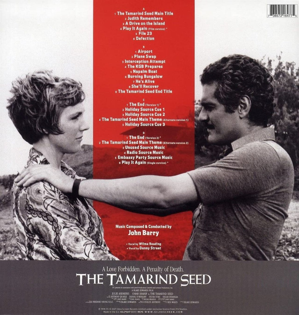 John Barry (Composer) The Tamarind Seed - Transparent Blue & Red Vinyl UK 2-LP vinyl record set (Double LP Album) JBY2LTH791446