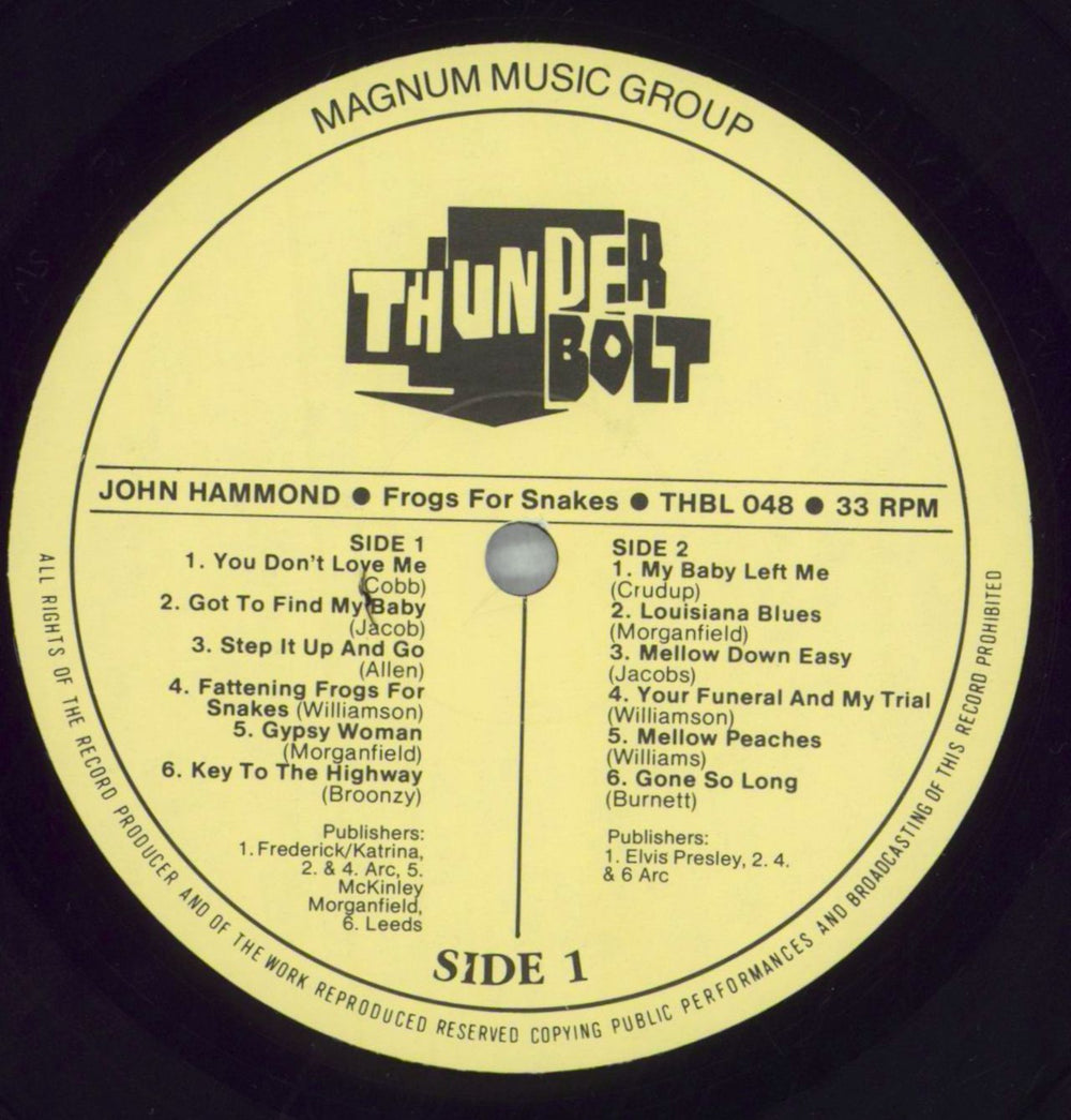 John Hammond Frogs For Snakes UK vinyl LP album (LP record) JHMLPFR826586