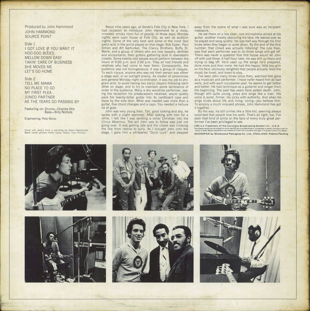 John Hammond Source Point UK vinyl LP album (LP record)