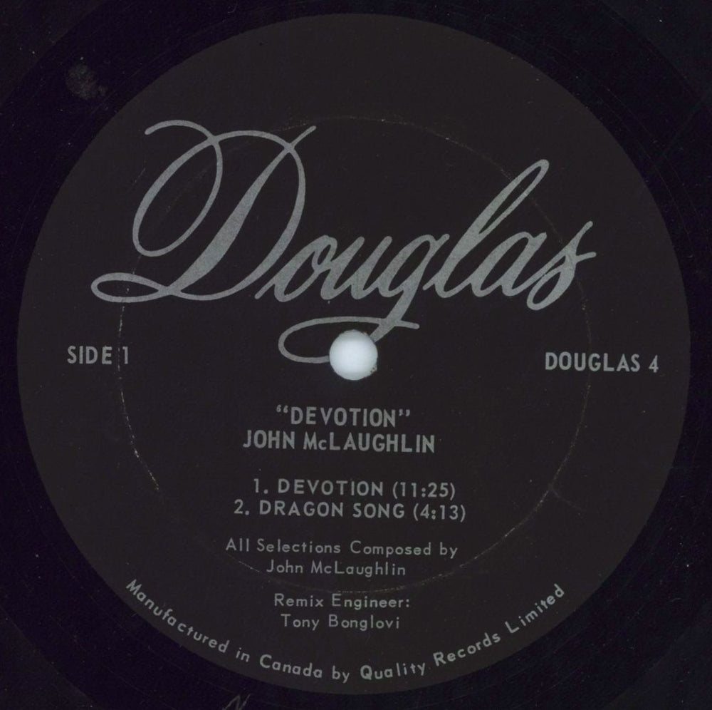 John McLaughlin Devotion Canadian vinyl LP album (LP record) JMLLPDE793698