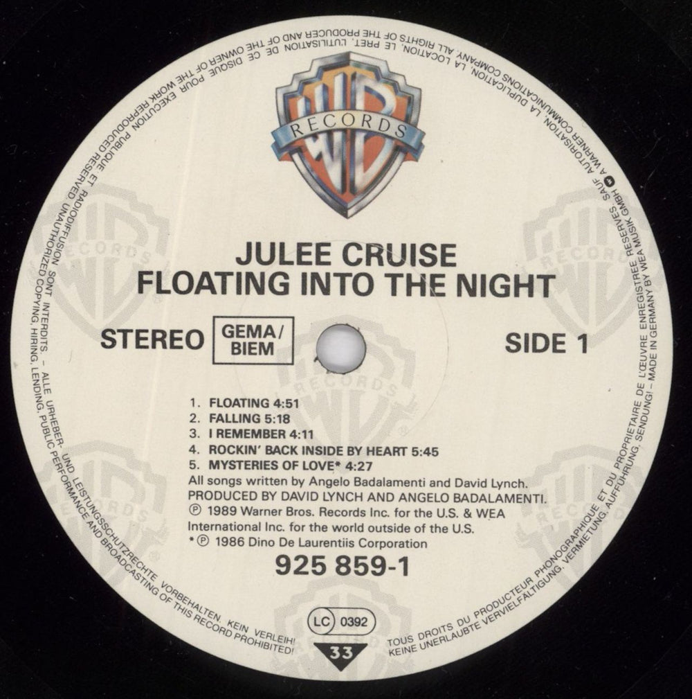 Julee Cruise Floating Into The Night - 1st - VG German vinyl LP album (LP record) JLCLPFL829383