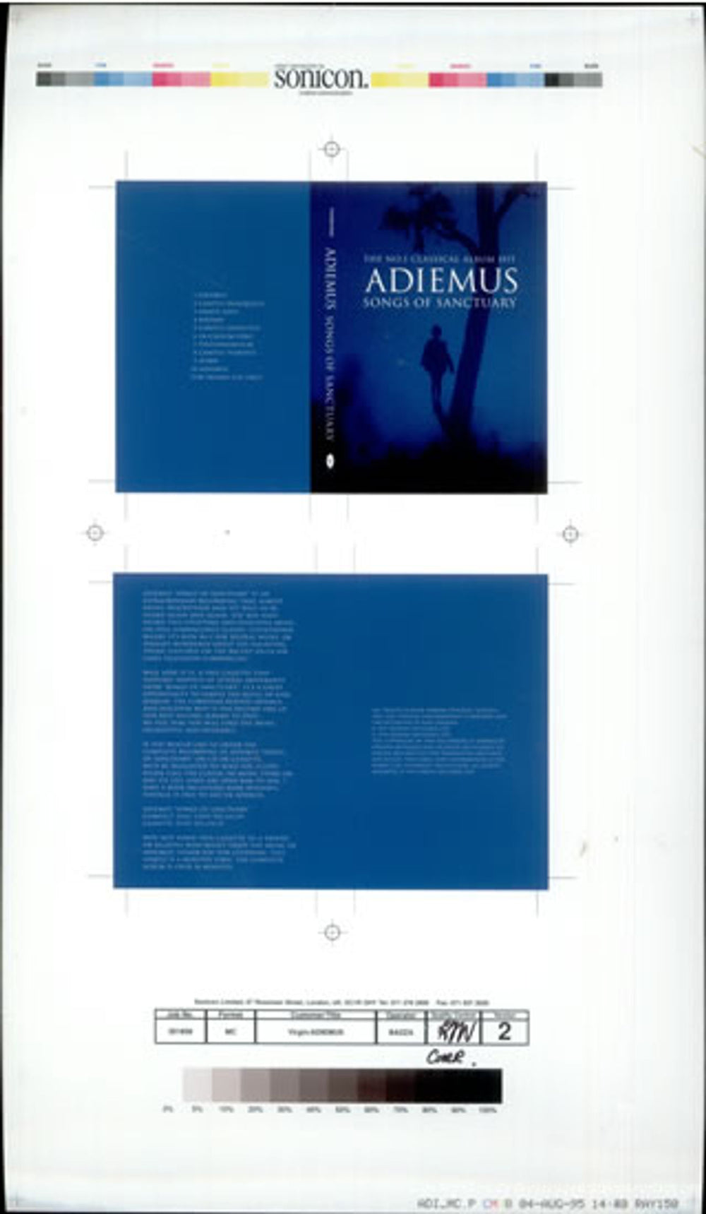 Karl Jenkins Adiemus - Songs Of Sanctuary - Promo Cassette UK artwork PROOF ARTWORK