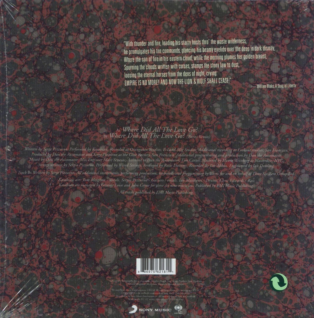 Kasabian Where Did All The Love Go? + Autographed Lithograph UK 10" vinyl single (10 inch record) 886975621811