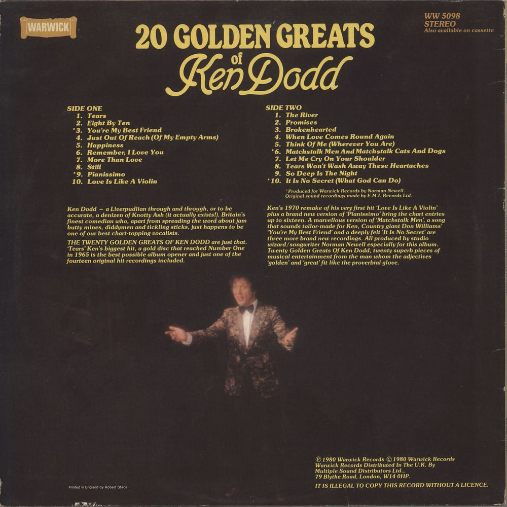 Ken Dodd 20 Golden Greats Of Ken Dodd UK vinyl LP album (LP record)