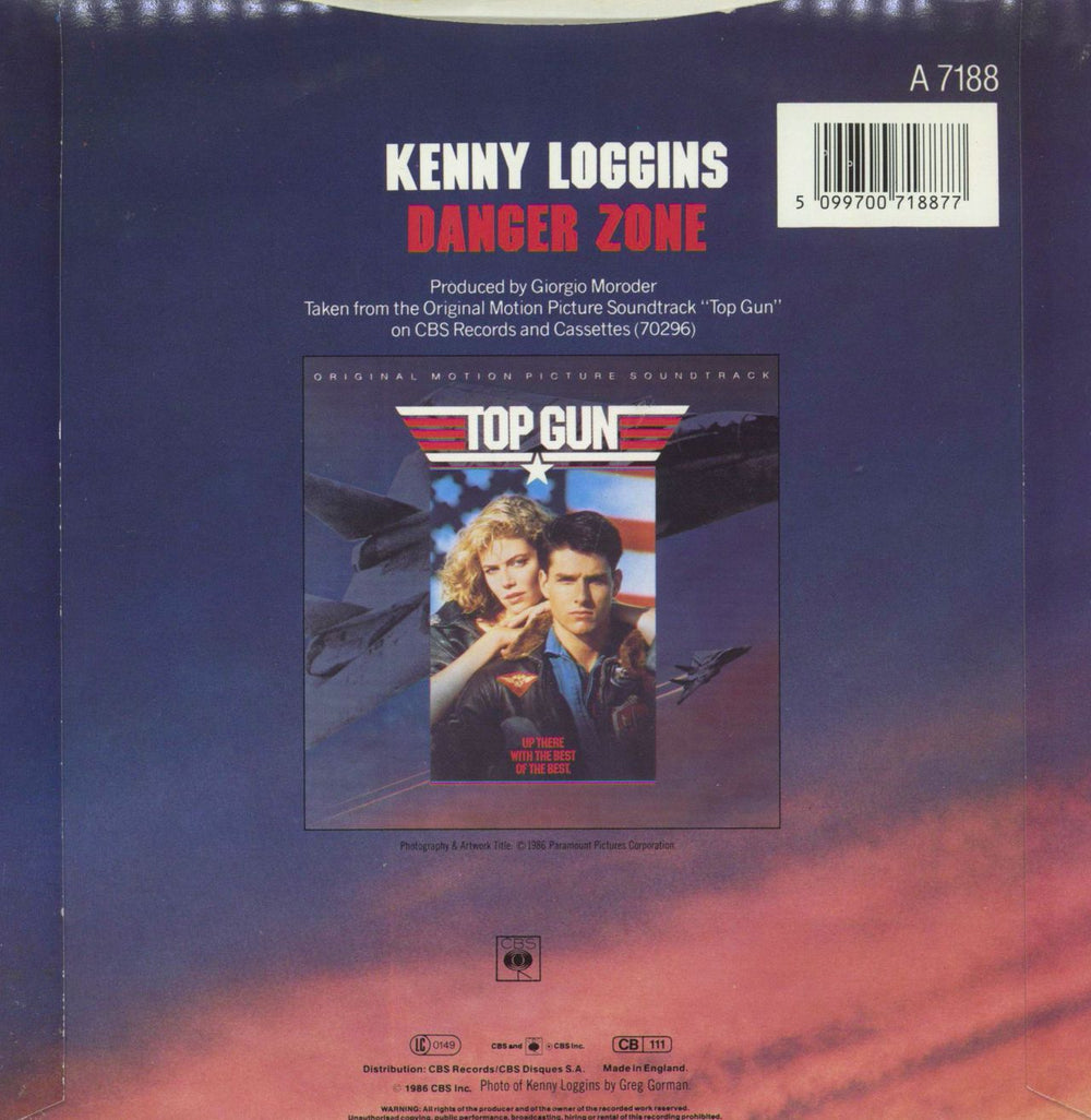 Kenny Loggins Danger Zone UK 7" vinyl single (7 inch record / 45) 5099700718877