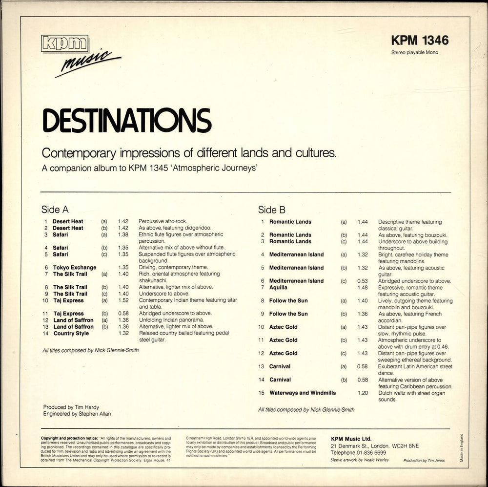 KPM Library Destinations UK vinyl LP album (LP record)