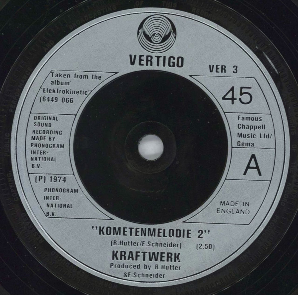 Kraftwerk Kometenmelodie 2 - Deletion Marked UK 7" vinyl single (7 inch record / 45) KRA07KO823473