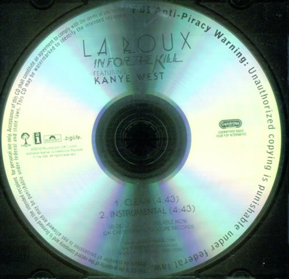 La Roux In For The Kill US Promo CD single (CD5 / 5") CD-R ACETATE