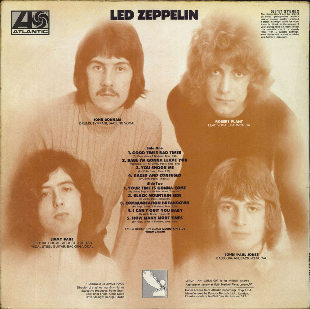 Led Zeppelin Led Zeppelin - 1st [B] + Etched 8 - VG UK vinyl LP album (LP record)