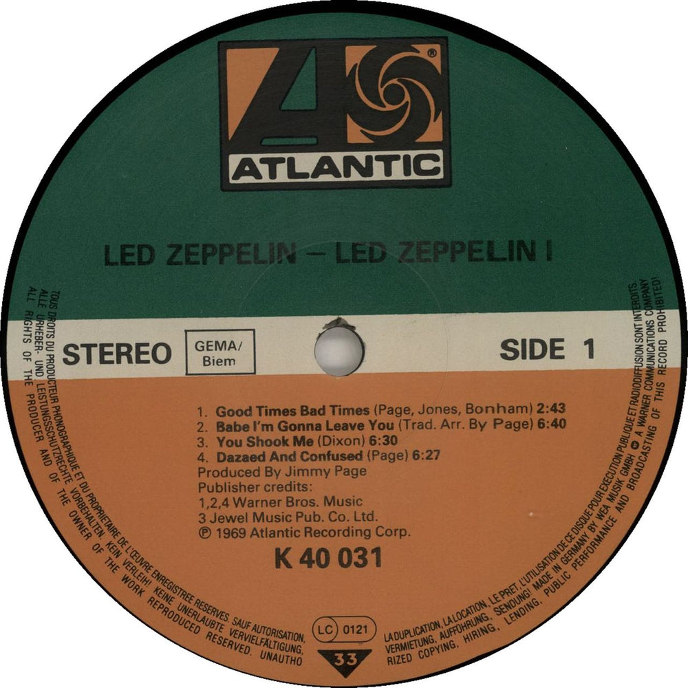 Led Zeppelin Led Zeppelin - barcoded p/s German vinyl LP album (LP record) 075678152511