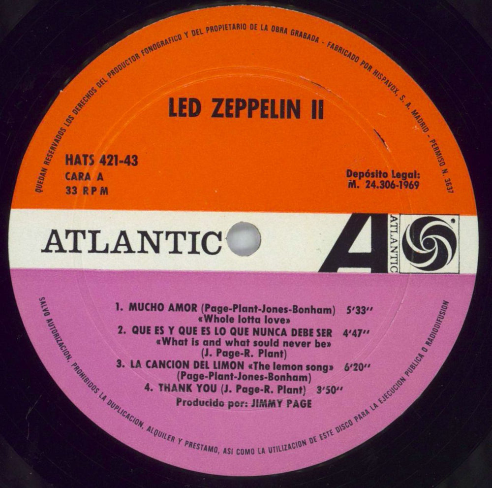 Led Zeppelin Led Zeppelin II Spanish vinyl LP album (LP record) ZEPLPLE827926