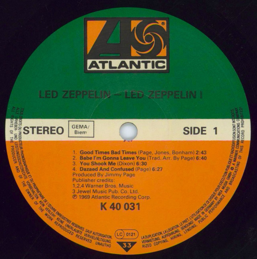 Led Zeppelin Led Zeppelin - ! Stickered & barcoded p/s + Insert German vinyl LP album (LP record)