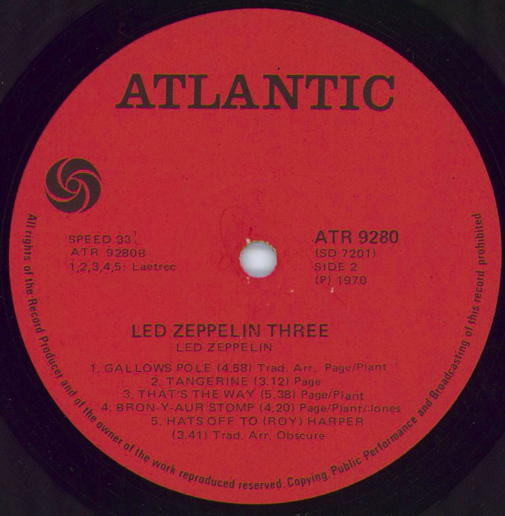 Led Zeppelin Led Zeppelin Three South African vinyl LP album (LP record) ZEPLPLE792938