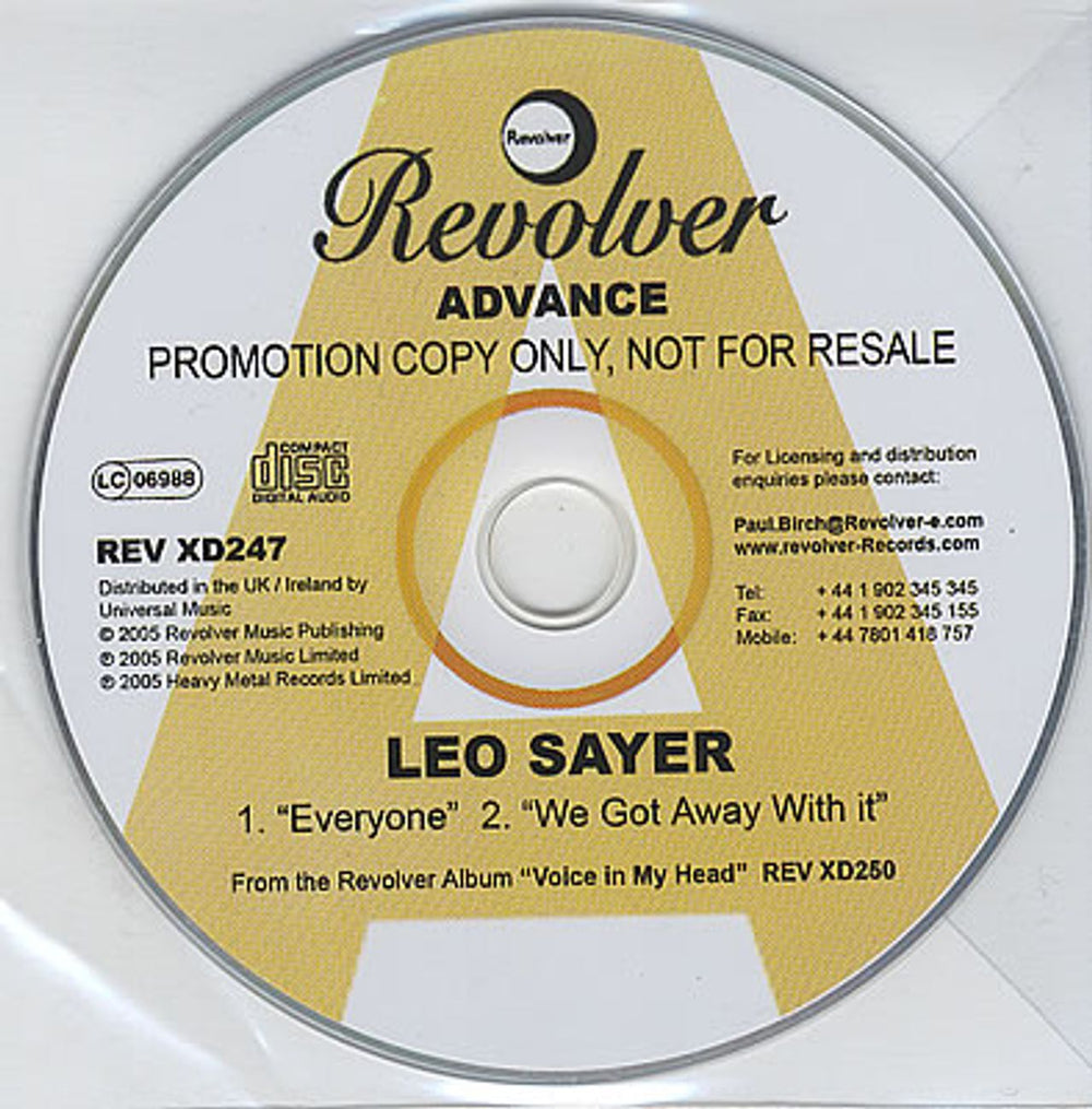 Leo Sayer Voice In My Head UK Promo CD single (CD5 / 5") REVXD247