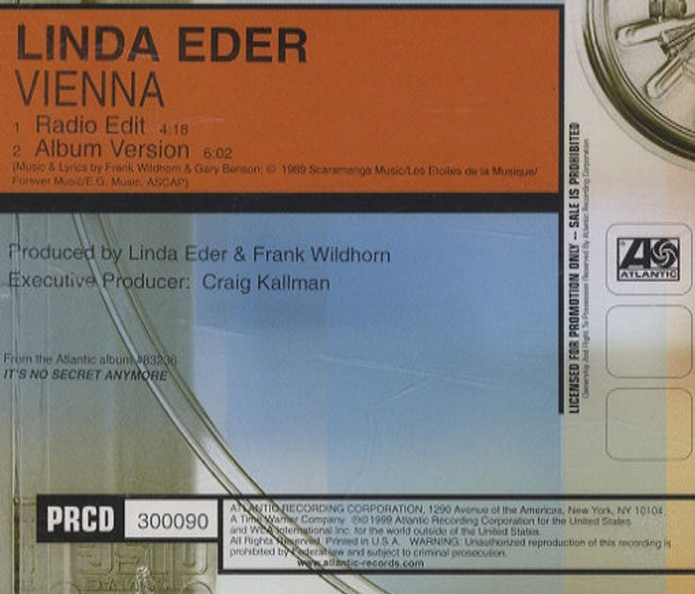 Linda Eder Vienna US Promo CD single (CD5 / 5") PRCD300090