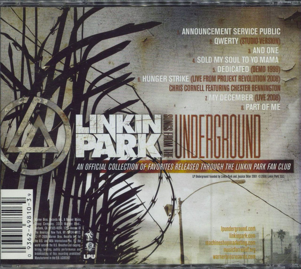 Linkin Park Songs From The Underground UK CD album (CDLP) 093624981039