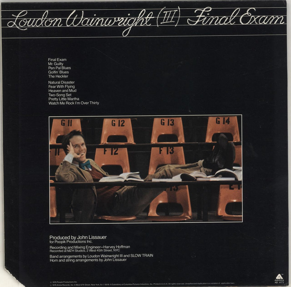 Loudon Wainwright III Final Exam US vinyl LP album (LP record)