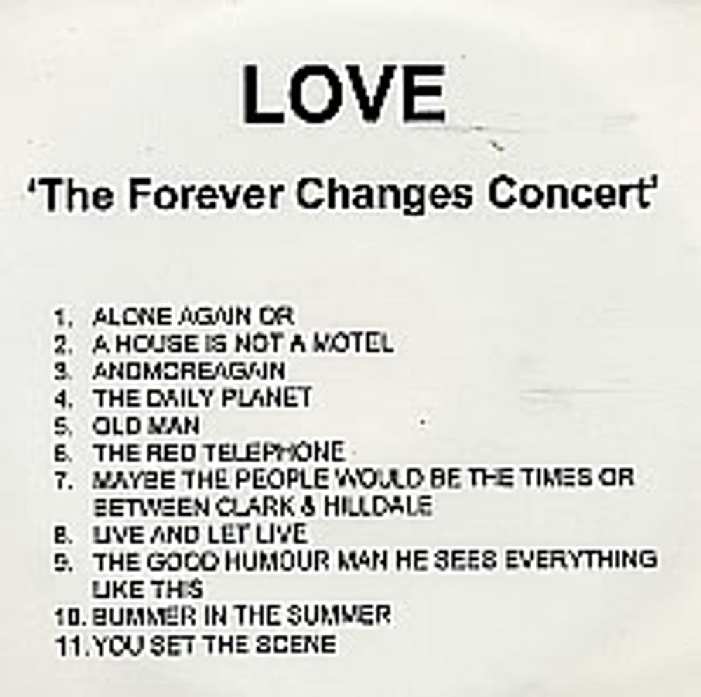 Love The Forever Changes Concert UK Promo CD-R acetate CD-R ACETATE