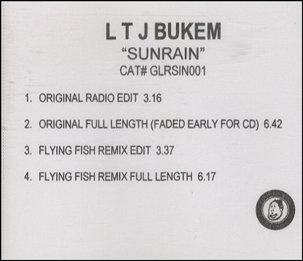 LTJ Bukem Sunrain UK Promo CD-R acetate CD-R ACETATE