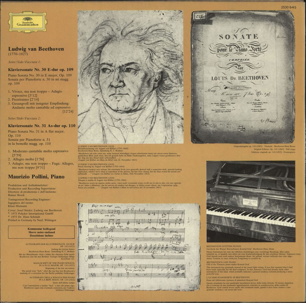 Ludwig Van Beethoven Sonaten Nr.30 Op.109 · Nr.31 Op.110 German vinyl LP album (LP record)