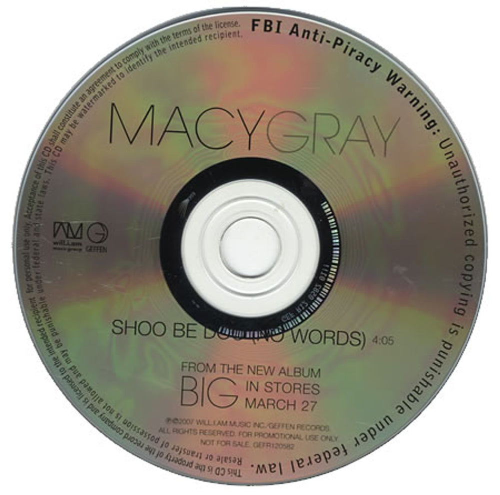 Macy Gray Shoo Be Doo (No Words) US Promo CD single (CD5 / 5") GEFR120582