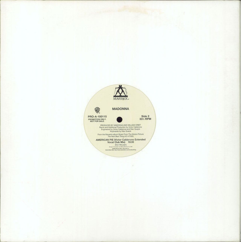 Madonna American Pie - Victor Calderone Remixes US Promo 12" vinyl single (12 inch record / Maxi-single)