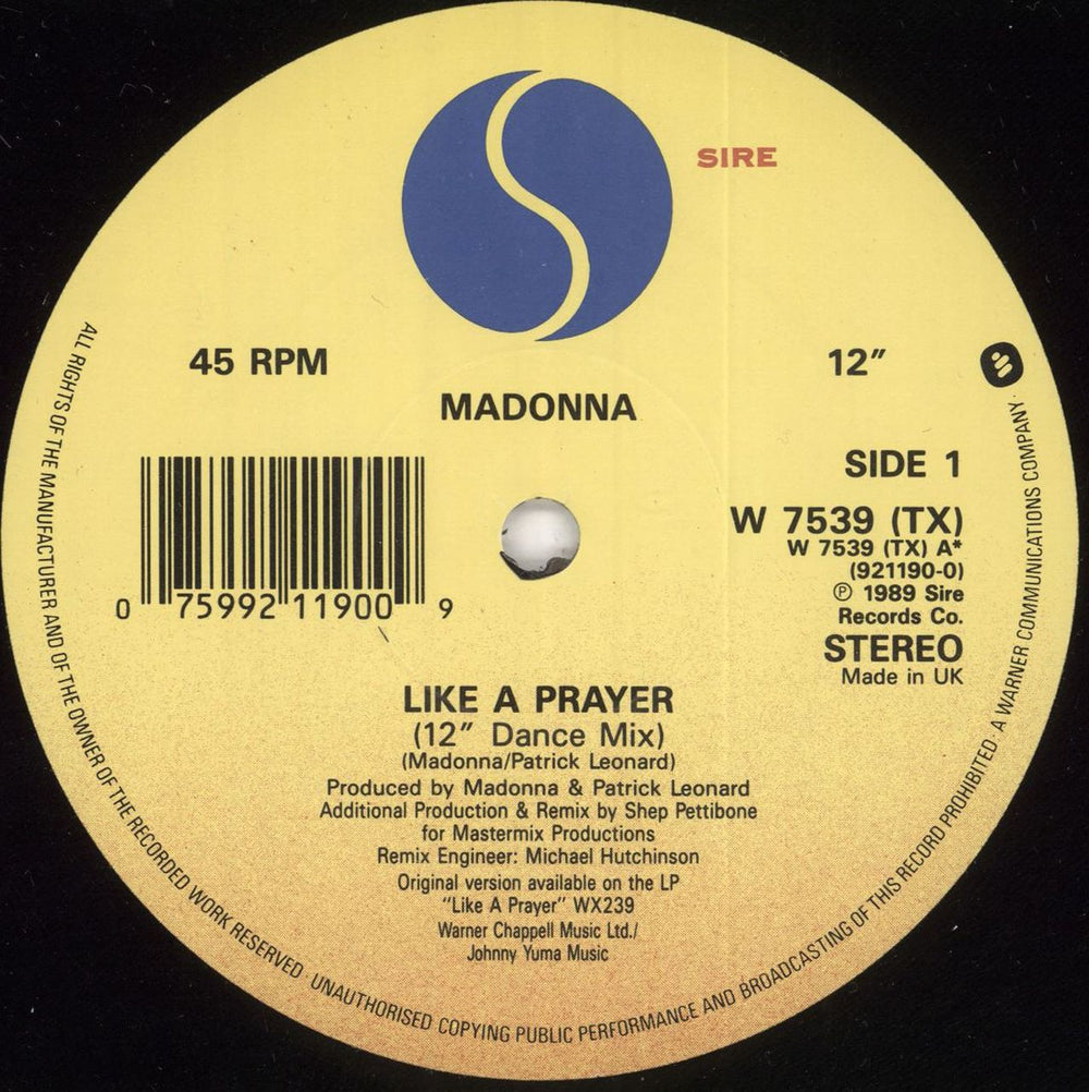 Madonna Like A Prayer - Remix - 'Titles' sleeve UK 12" vinyl single (12 inch record / Maxi-single) MAD12LI721534