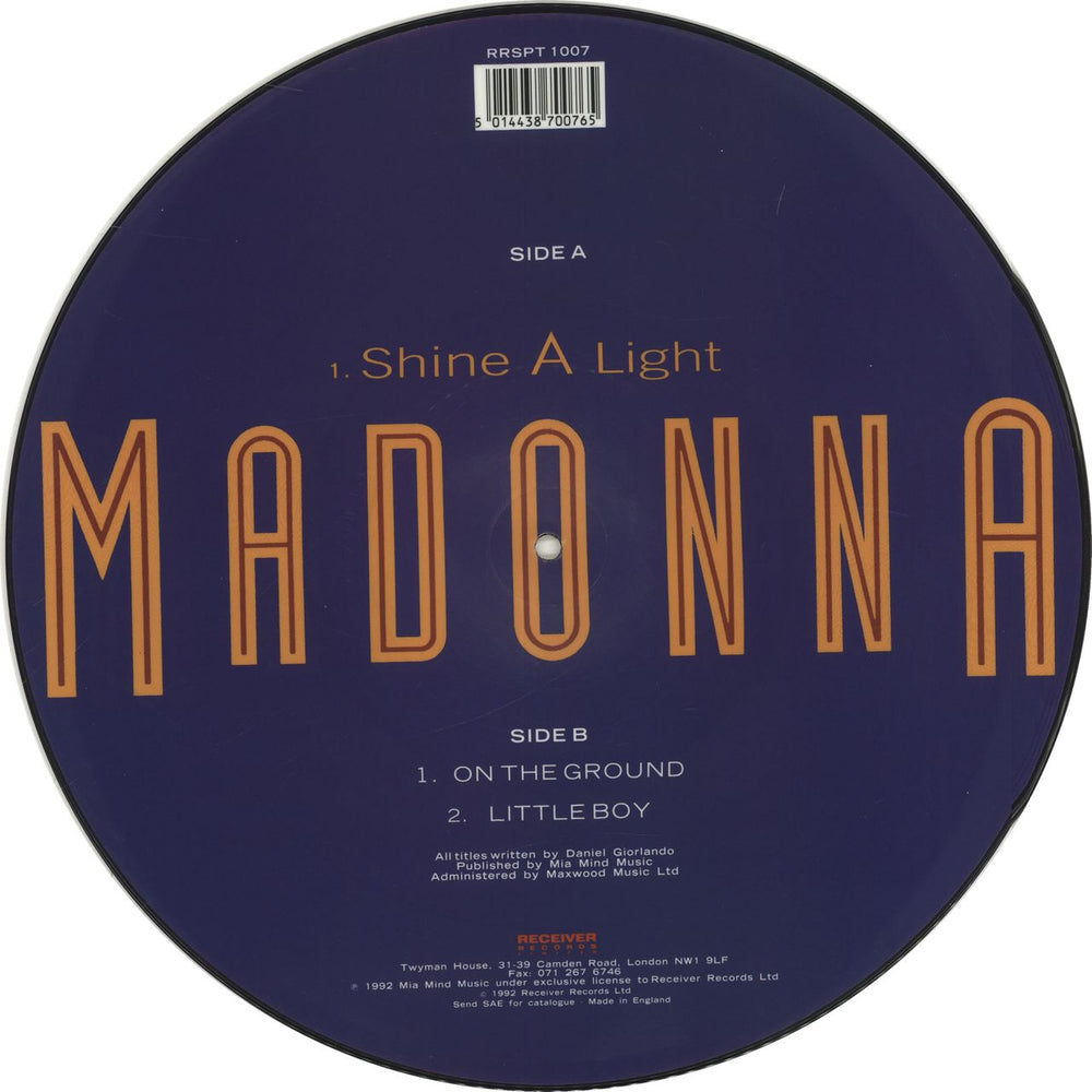 Madonna Shine A Light UK 12" vinyl picture disc (12 inch picture record) MAD2PSH12033