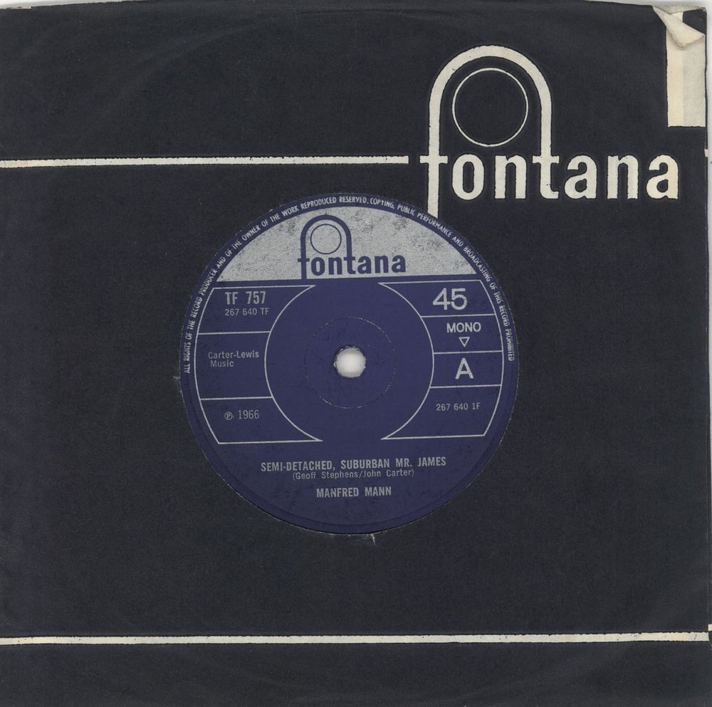Manfred Mann Semi-Detached, Suburban Mr. James - Solid UK 7" vinyl single (7 inch record / 45) TF757