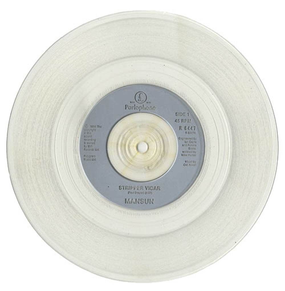 Mansun Stripper Vicar - Clear vinyl UK 7" vinyl single (7 inch record / 45) M-S07ST172131