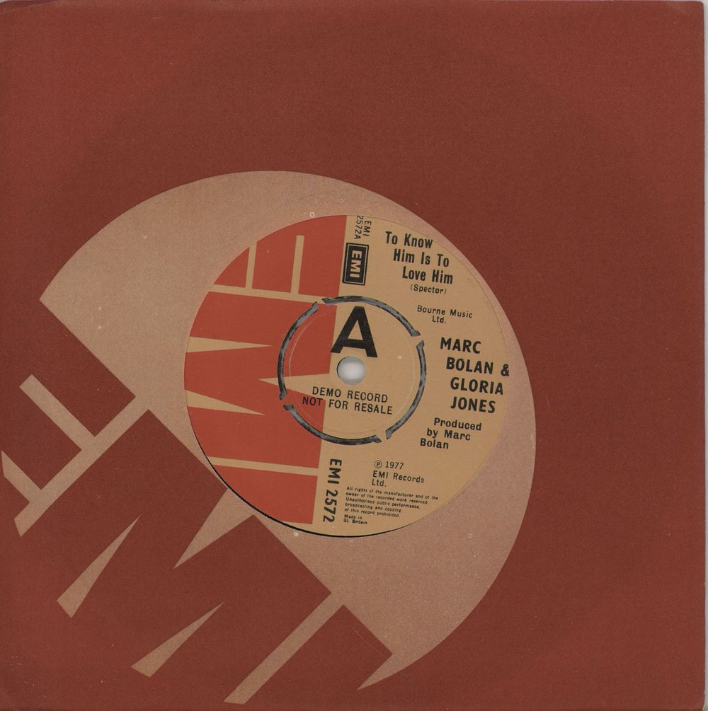 Marc Bolan To Know Him Is To Love Him UK Promo 7" vinyl single (7 inch record / 45) EMI2572