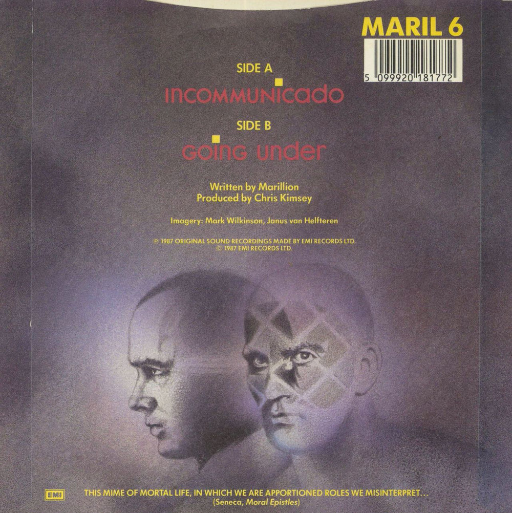 Marillion Incommunicado - Wide Centre UK 7" vinyl single (7 inch record / 45) 5099920181772