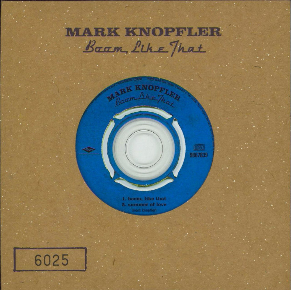 Mark Knopfler Boom, Like That - Numbered Sleeve UK CD single (CD5 / 5") 9867839