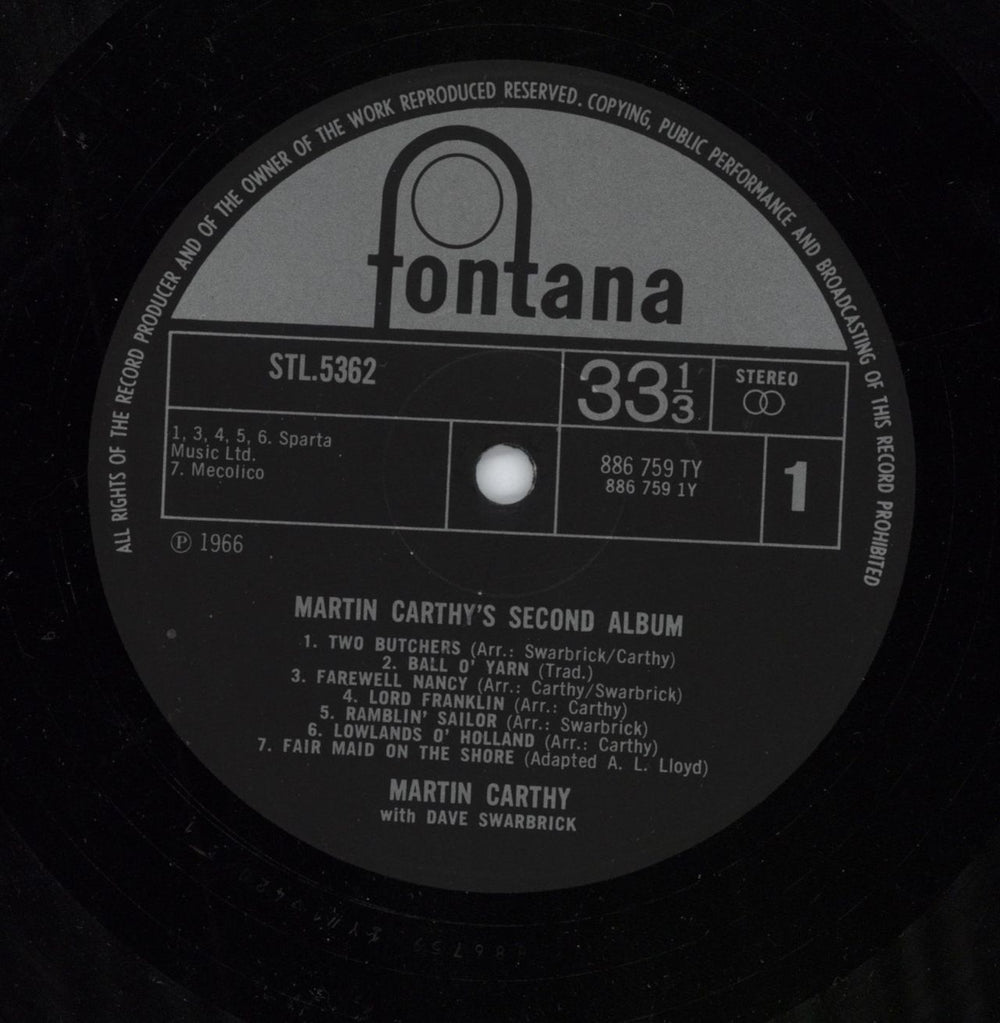 Martin Carthy Second Album - Mono Sleeve UK vinyl LP album (LP record)