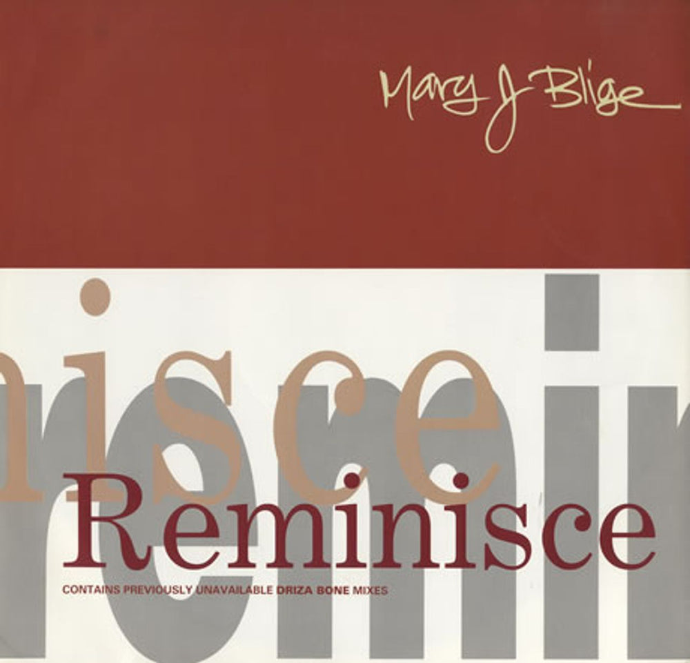 Mary J Blige Reminisce UK 12" vinyl single (12 inch record / Maxi-single) MCST1731