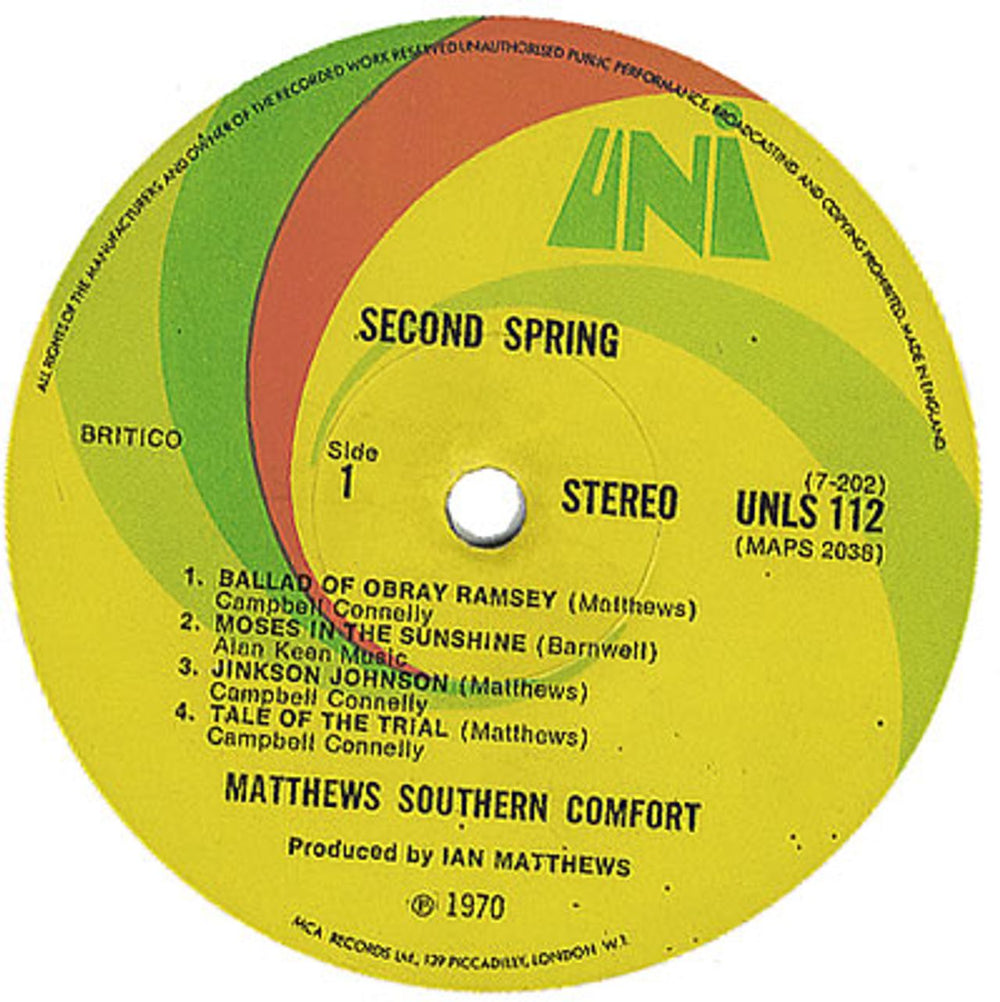 Matthews Southern Comfort Second Spring UK vinyl LP album (LP record) MTTLPSE385919