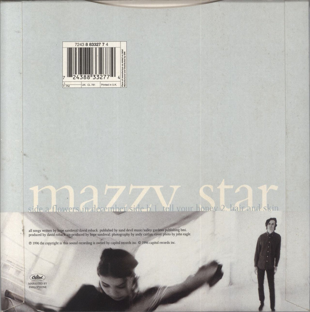 Mazzy Star Flowers In December - Blue Vinyl - EX UK 7" vinyl single (7 inch record / 45) 724388332774