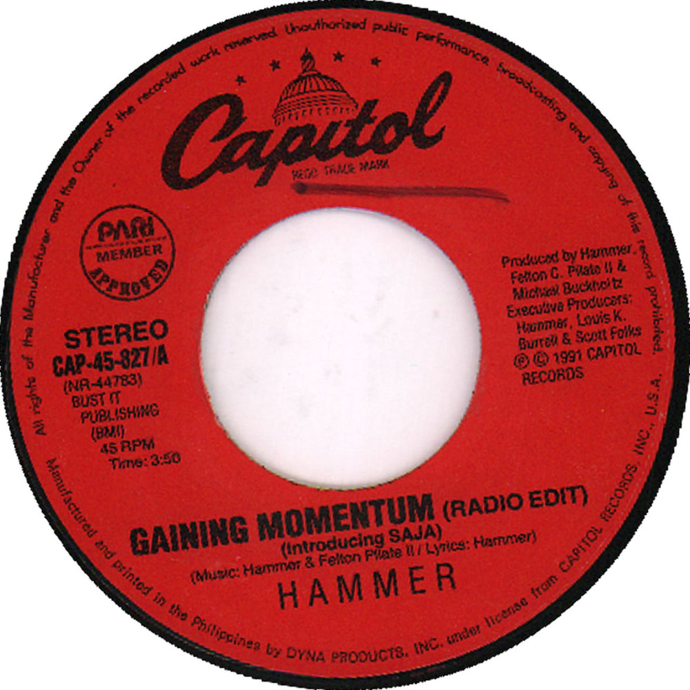 MC Hammer Gaining Momentum Philippino 7" vinyl single (7 inch record / 45) CAP-45-827