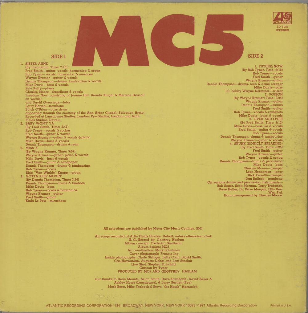 MC5 High Time US Promo vinyl LP album (LP record)
