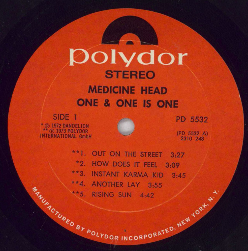 Medicine Head One & One Is One US vinyl LP album (LP record) MDHLPON826557