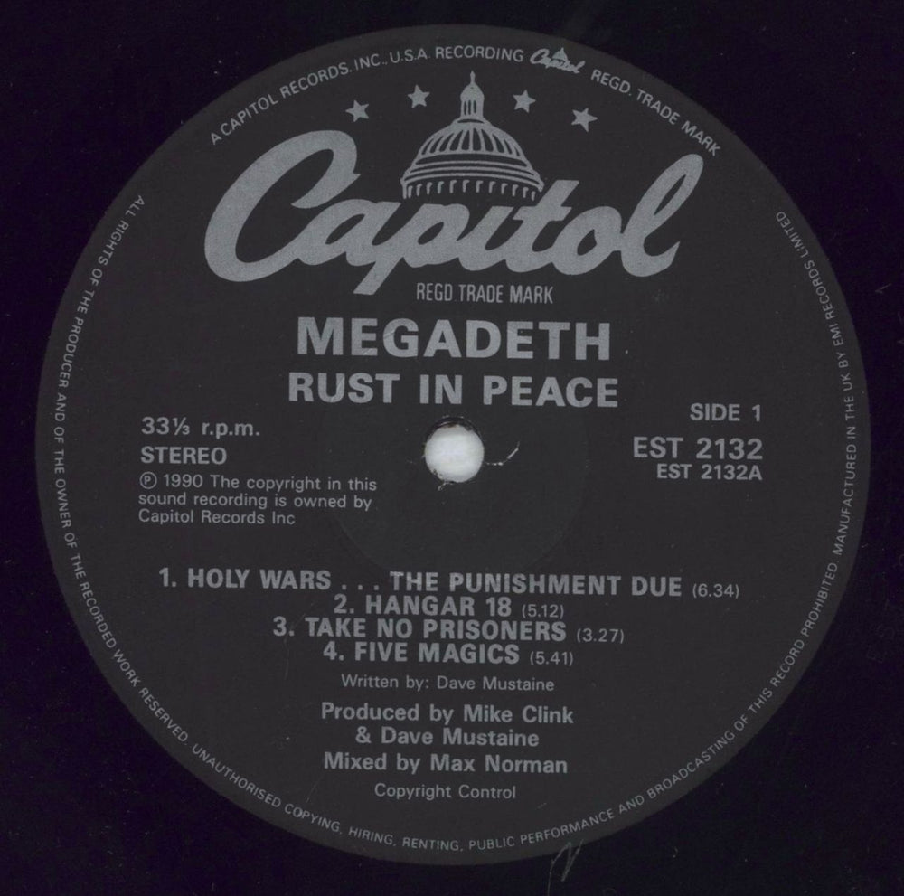 Megadeth Rust In Peace - VG UK vinyl LP album (LP record) MEGLPRU827888