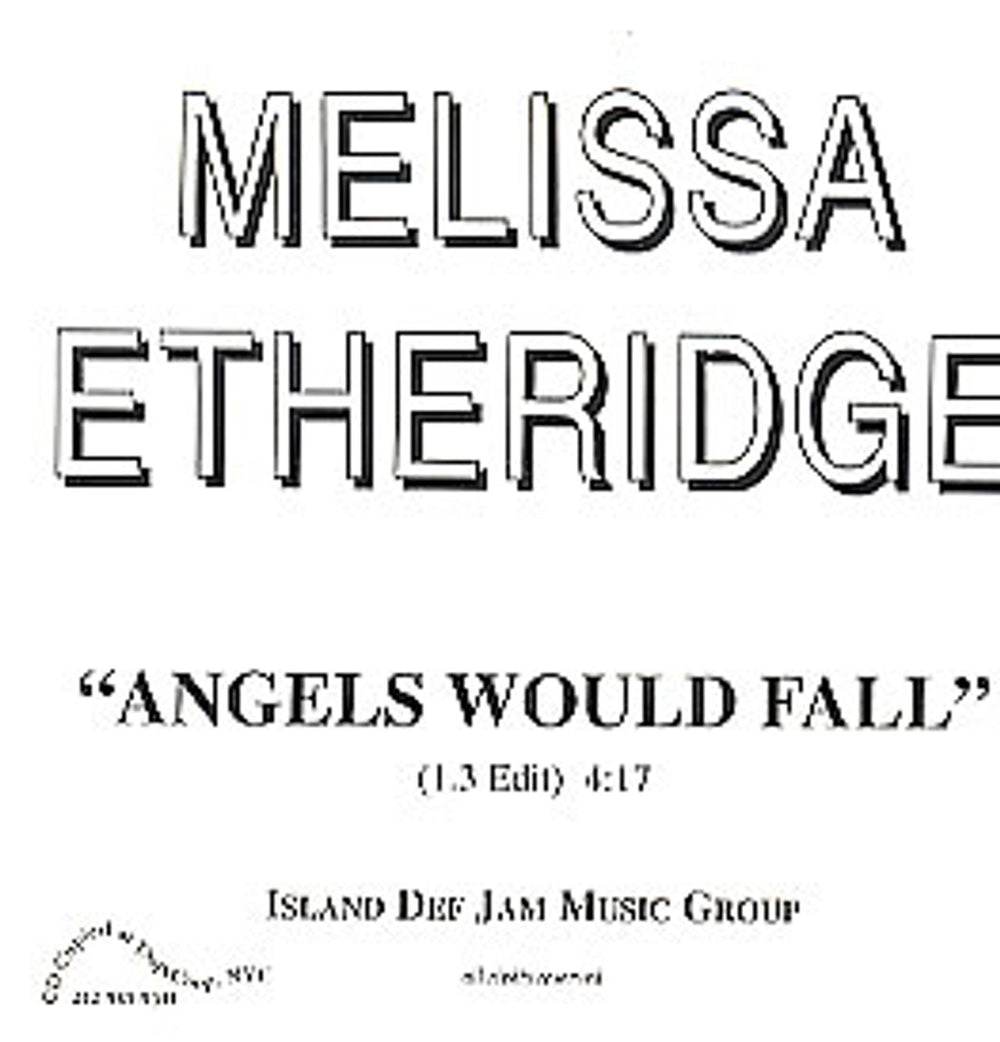 Melissa Etheridge Angels Would Fall US Promo CD-R acetate CDR ACETATE