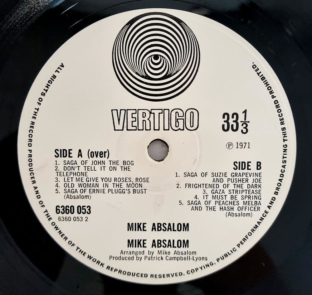 Mike Absalom Mike Absalom UK vinyl LP album (LP record) KSBLPMI775423